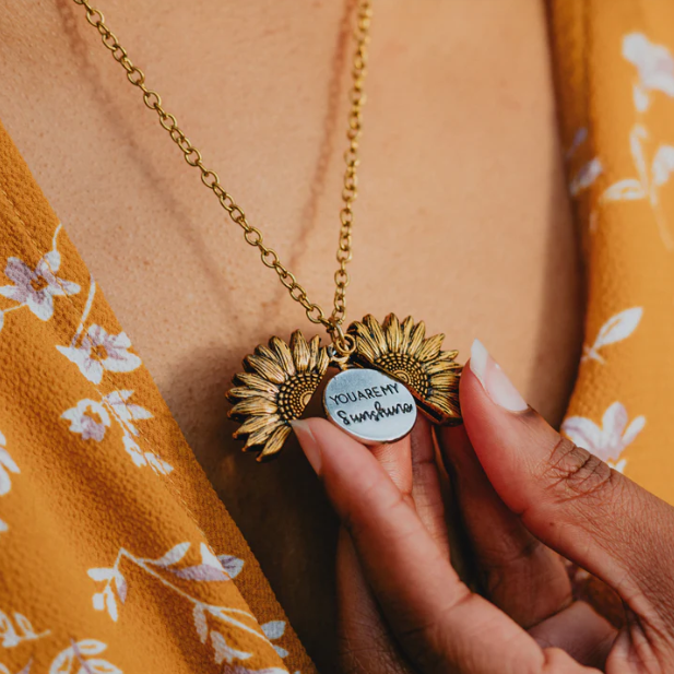 Collar You Are My Sunshine Girasol Amor Pareja Regalo