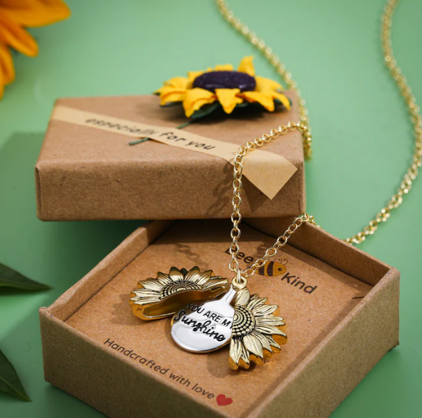 Collar You Are My Sunshine Girasol Amor Pareja Regalo